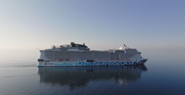 MSC Euribia, here seen approaching Copenhagen to be officially named earlier this year, is among the world's largest and not least most energy-efficient cruise ships, and the engines are powered by liquefied natural gas (LNG), which is more environmentally friendly than traditional MGO.